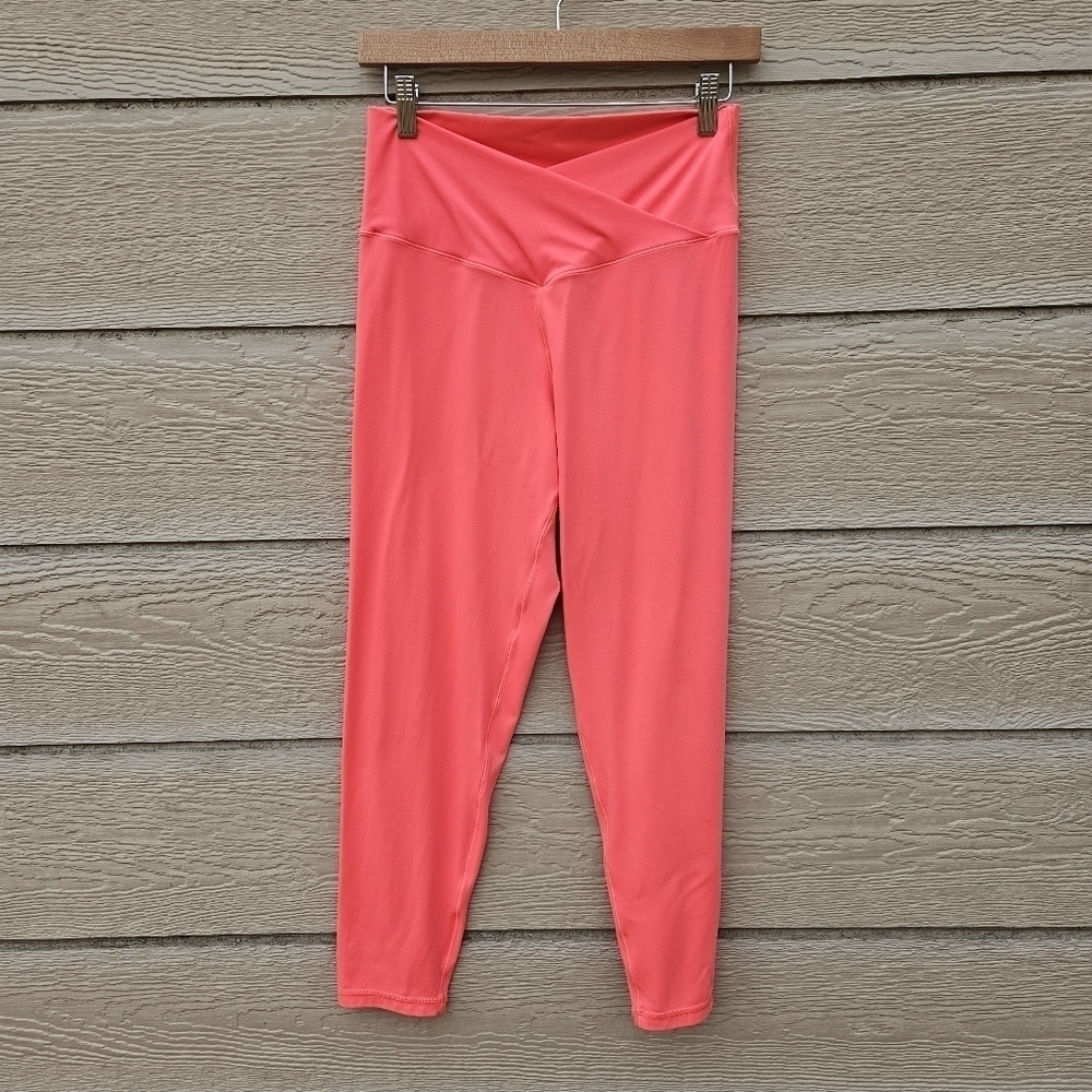 Offline by Aerie Real Me crossover waist 7/8 leggings neon coral XL